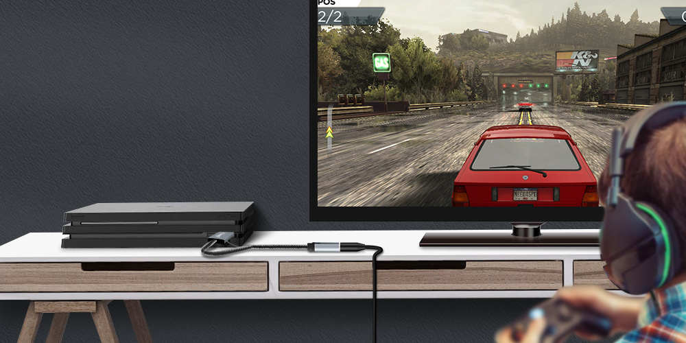 Câble / Adaptateur Audio USB Vers Jack 3.5mm Femelle Nylon Tressé, LinQ - Gris 26 Un aperçu instantané