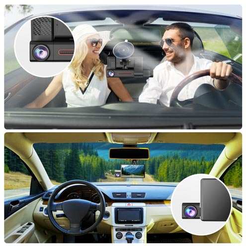 Dashcam Double Caméra 4K + 1080P – Vision Nocturne, Grand Angle, Surveillance Parking 24/24, WiFi