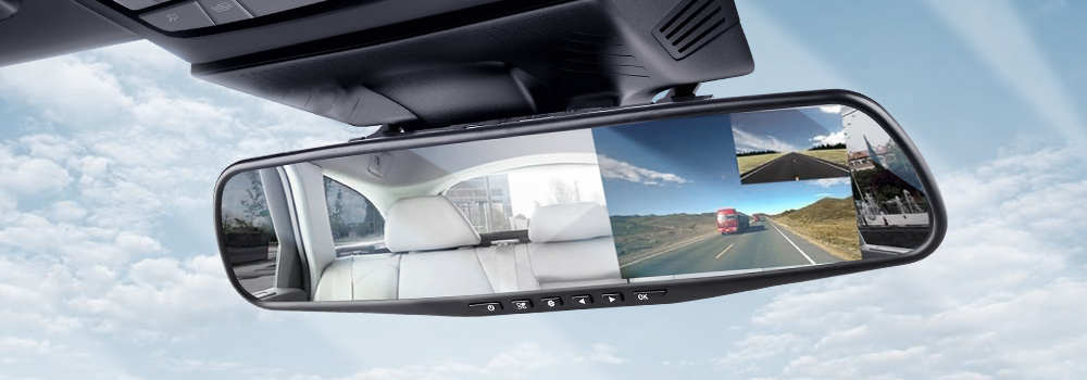 Dashcam Voiture Rétroviseur Miroir DVR-01 Noir