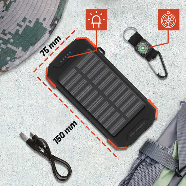 Powerbank Akashi 10000mAh Noir - Chargeur Externe 2 Ports USB + USB-C - Neuf