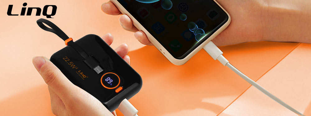 Batterie Externe 20000mAh Avec Câbles Intégrés - 4 Câbles (USB-C, Micro, Lightning, USB-A), 5 Sorties, Charge Rapide, Légère - 12