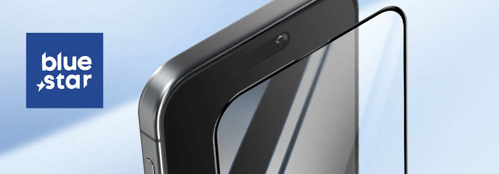 iPhone 16 vidrio templado Full Glue 5D Contorno Negro Azul Estrella