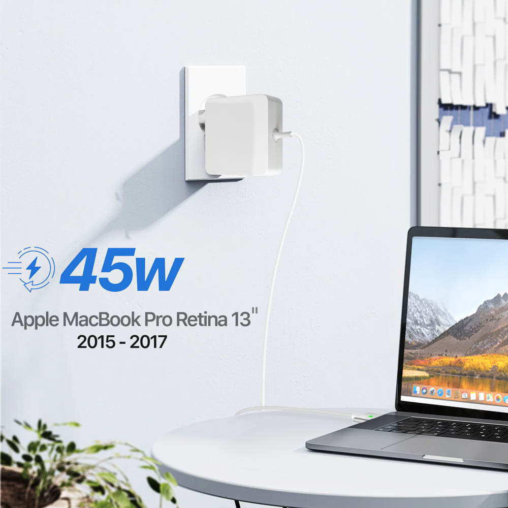 Chargeur MacBook Air 45W MagSafe 2 - Compatible Modèles 2012 à 2017 - Embout En T Magnétique - LED De Charge - 8