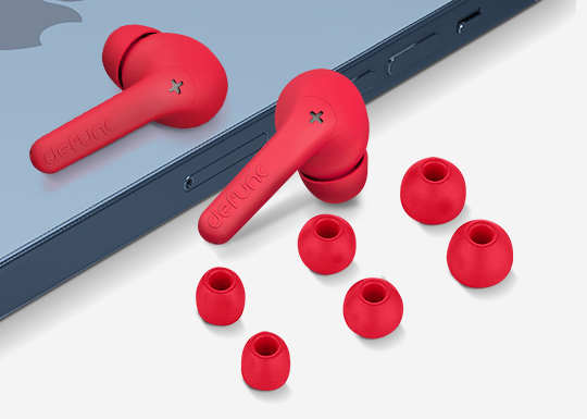 Écouteurs Sans-fil Intra-auriculaires, Bluetooth 5.3 Autonomie Totale 30 Heures, Defunc True Audio - Rouge 33 UN AJUSTEMENT PERSONNALISÉ OPTIMAL