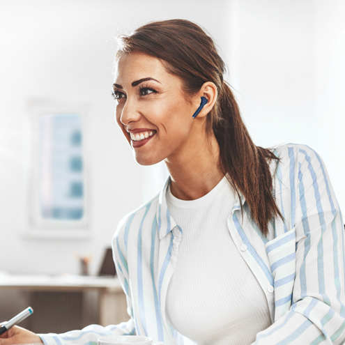 Écouteurs Bluetooth Defunc IPX4, Réducteur De Bruit Contrôle Tactile Et Boîtier De Charge - Bleu 32 UN MAINTIEN PARFAIT