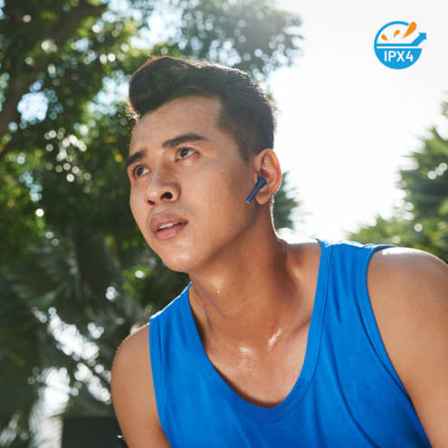 Écouteurs Bluetooth Defunc IPX4, Réducteur De Bruit Contrôle Tactile Et Boîtier De Charge - Bleu 29 Certifiés IPX4