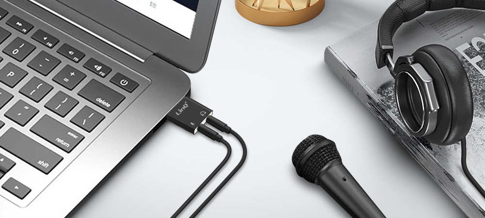 Carte Son USB Externe PC, Macbook - Adaptateur Double Jack Surround 7.1 (Enceinte, Micro, Casque) 24 Pratiques lors de vos déplacements