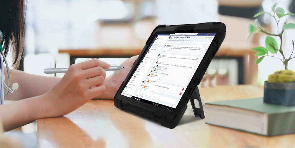 Противоударный защитный чехол с ручкой и подставкой для Microsoft Surface Go 10.1 / Go 2 – черный.