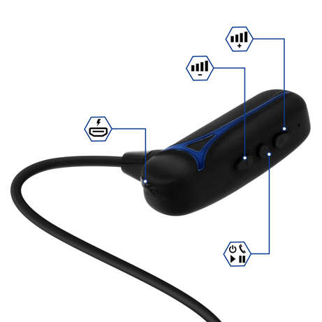 Écouteurs Sport Bluetooth Sans Fil F1, Oreille Ouverte - Noir 15 BOUTONS MULTIFONCTIONS