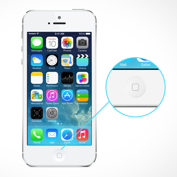 Bouton principale Home avec nappe de connexion p. Apple iPhone 5