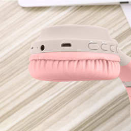 Casque Audio Bluetooth 5.0 Design Oreilles De Chat - Beige 27 LECTEUR CARTE MICRO-SD