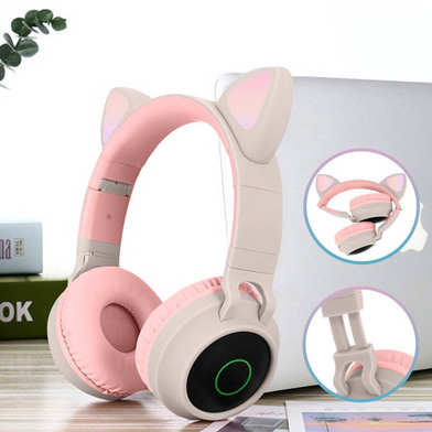Casque Audio Bluetooth 5.0 Design Oreilles De Chat - Beige 29 Il vous accompagne où vous voulez