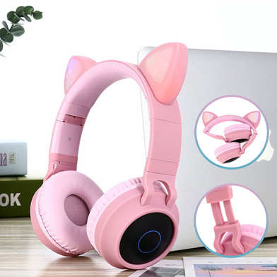 Casque Audio Bluetooth 5.0 Design Oreilles De Chat - Rose 29 Il vous accompagne où vous voulez