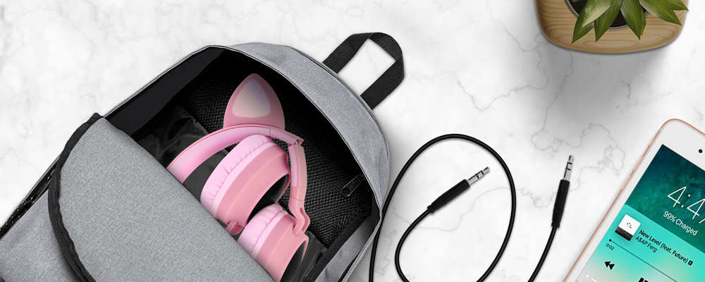 Casque Audio Bluetooth 5.0 Design Oreilles De Chat - Rose 30 Transportez-le aisément grâce à son design pliable