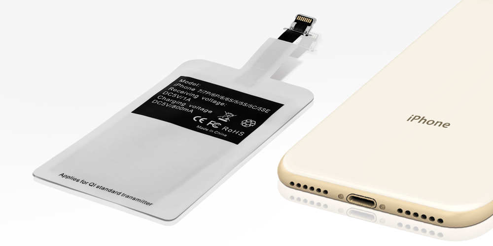 Kit de transformation QI Charge sans fil / Induction, connecteur Apple Lightning - Blanc. 